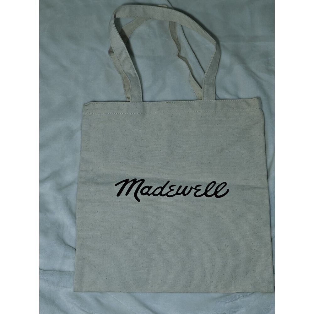 Madewell Canvas Tote Bag Natural Black Logo Everyday Casual